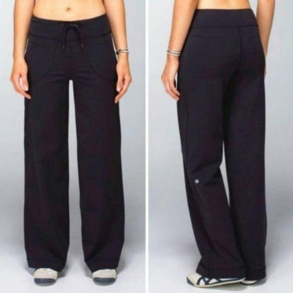 Lululemon Black Lounge Pants Wide Leg Drawstring Track Pants